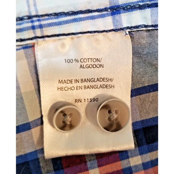 VTG - Weatherproof Men's Button Up Long Sleeve Cuffed Plaid Cotton Shirt Size L - Picture 10 of 11